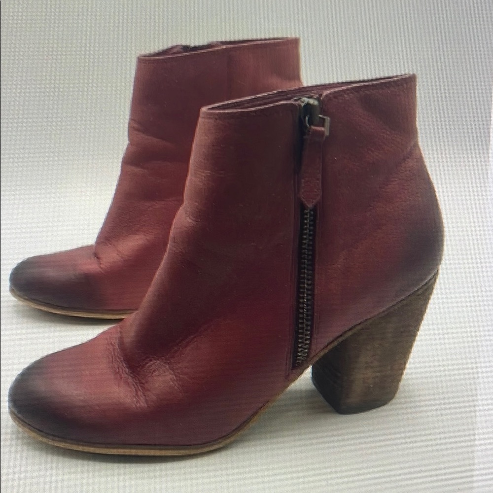 Women's Red Leather Ankle Boots